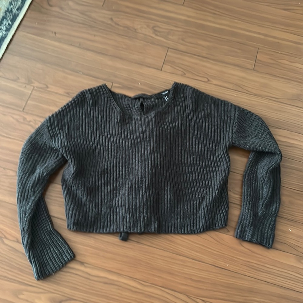 Charcoal Gray cropped sweater Forever 21
